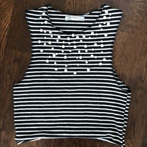 Zara brand new striped pearl crop top